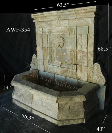 A unique antique stone wall fountain. A life long dedication to quality architectural stone products beyond belief. http://www.ancientsurfaces.com/Antique-Wall-Fountains-2.html