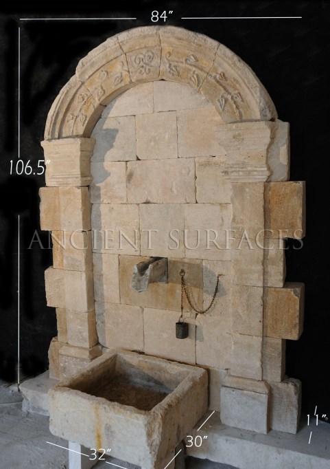 A unique antique stone wall fountain. A life long dedication to quality architectural stone products beyond belief. http://www.ancientsurfaces.com/Antique-Wall-Fountains-2.html