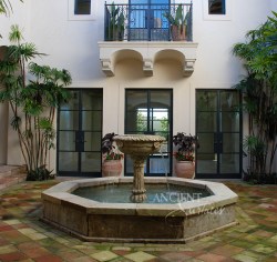 Antique Pool Fountain in an Inclosed Californian Courtyard Provided by Ancient Surfaces