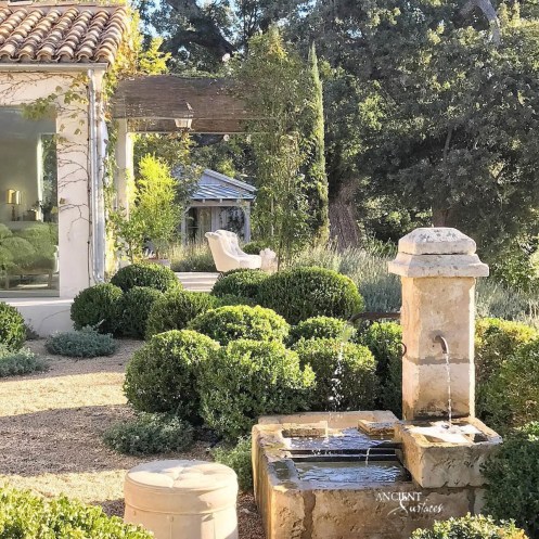 Outdoor landscaping with stone water Fountains-14