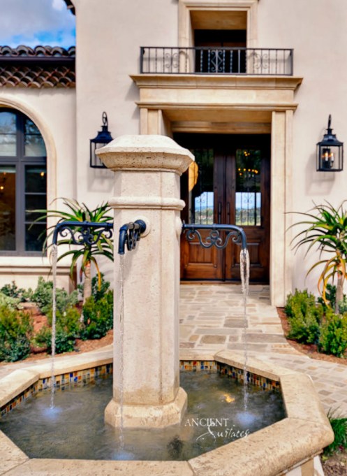 Outdoor landscaping with stone water Fountains-8