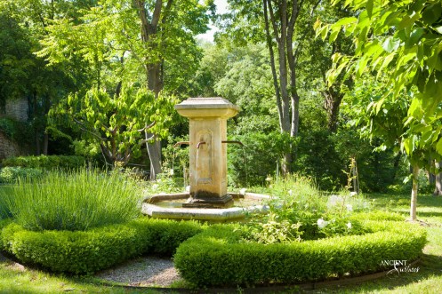 Outdoor landscaping with stone water pool Fountains-16