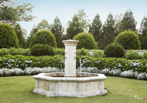Outdoor landscaping with stone water pool Fountains-17
