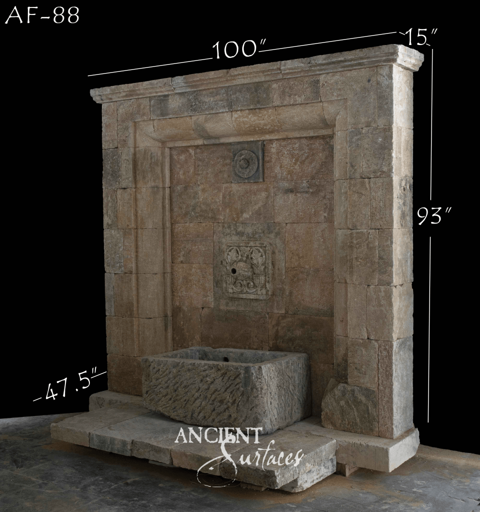 reclaimed limestone fountain
limestone wall fountain
antique limestone fountain
ancient surfaces limestone fountain
historic limestone water feature
carved limestone wall fountain
weathered limestone garden fountain
patina limestone fountain
stone courtyard water fountain
old world limestone fountain
European limestone wall fountain
hand-carved limestone fountain
luxury limestone outdoor fountain
architectural limestone fountain
limestone fountain with lion spout